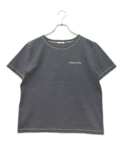 美品 Miu Miu 半袖 ボーダー柄 Tシャツ MJN013 レディース SIZE M ミュウ ミュウ