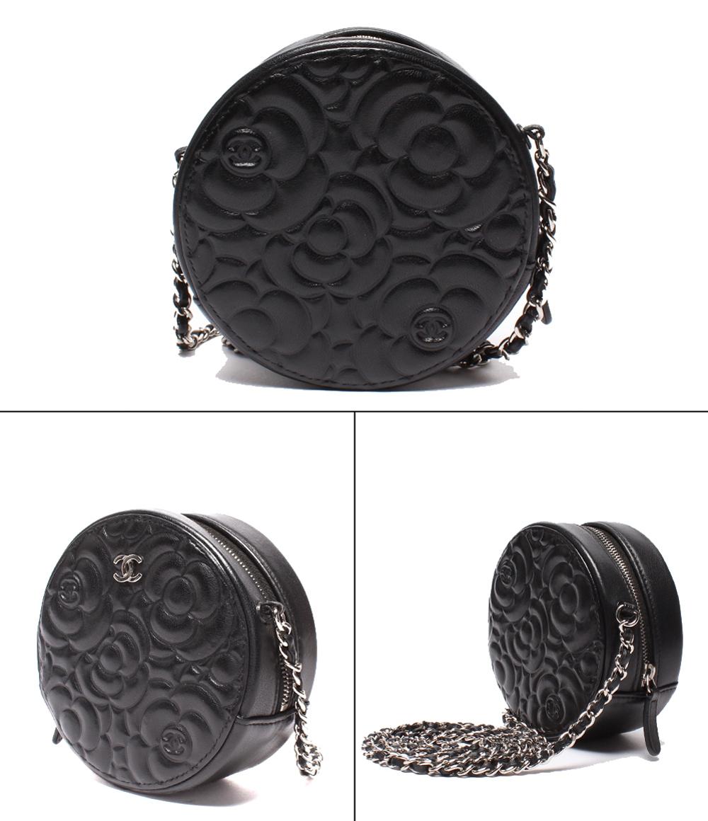 シャネル ココマーク カメリア チェーンショルダーバッグ ポシェット レザー レディース CHANEL 【1-0250760】 CHANEL レザー チェーンショルダーバッグ カメリア ラウンドミニ