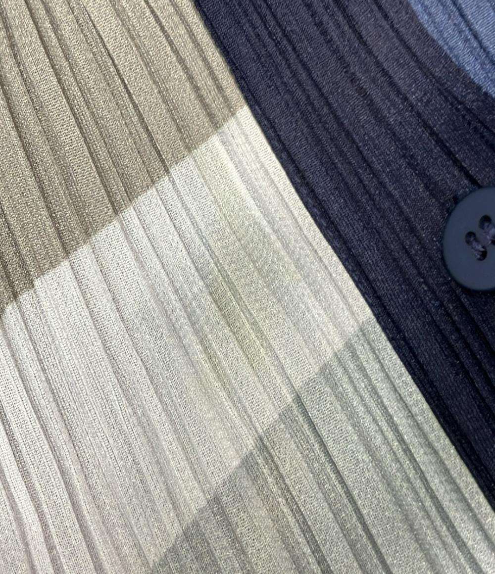 PLEATS PLEASE ノースリーブワンピース 18AW 総柄 幾何学模様 ロング丈 シャツ チュニック プリーツ PP83-JE743 レディース SIZE 3 (L)