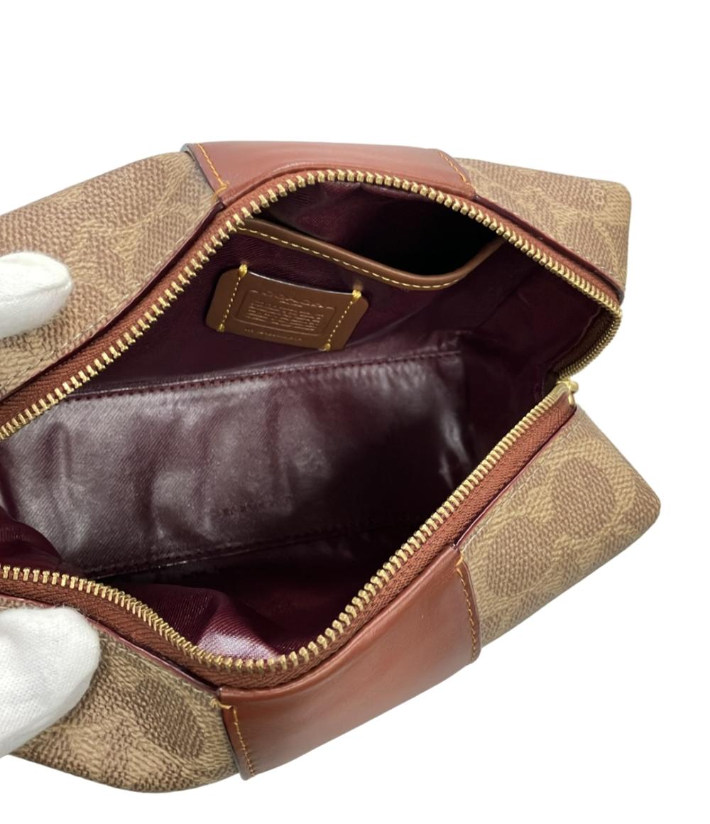 美品 COACH ポーチ エッセンシャルコスメティックポーチ キャンバス シグネチャー CR514 レディース コーチ