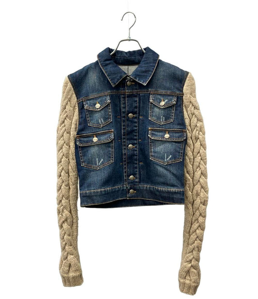Alexander McQueen ニット切替 デニムジャケット メンズ SIZE 42 アレキサンダーマックイーン