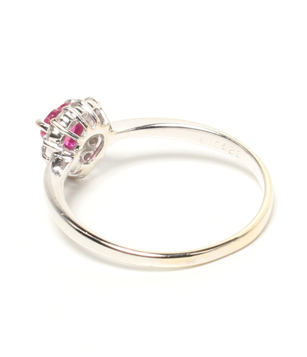 美品 リング 指輪 K18WG ルビー 0.25ct ダイヤ 0.15ct ハートモチーフ レディース SIZE 11号
