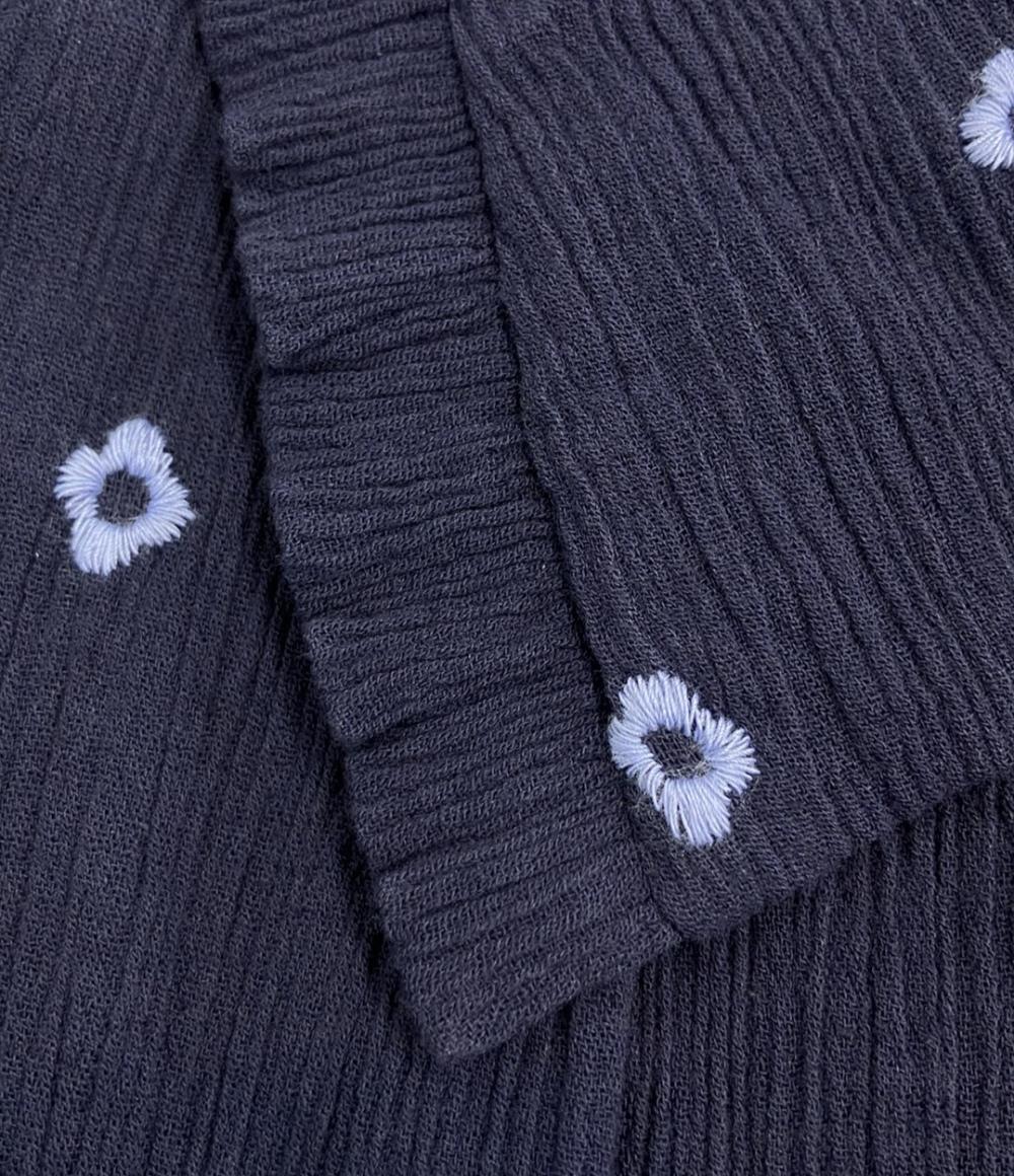 23AW ヌキテパ　コットンガーゼ フルエンブロイダリーフリル カラー ドレス 23AW✨ヌキテパ コットンガーゼ フルエンブロイダリーフリル