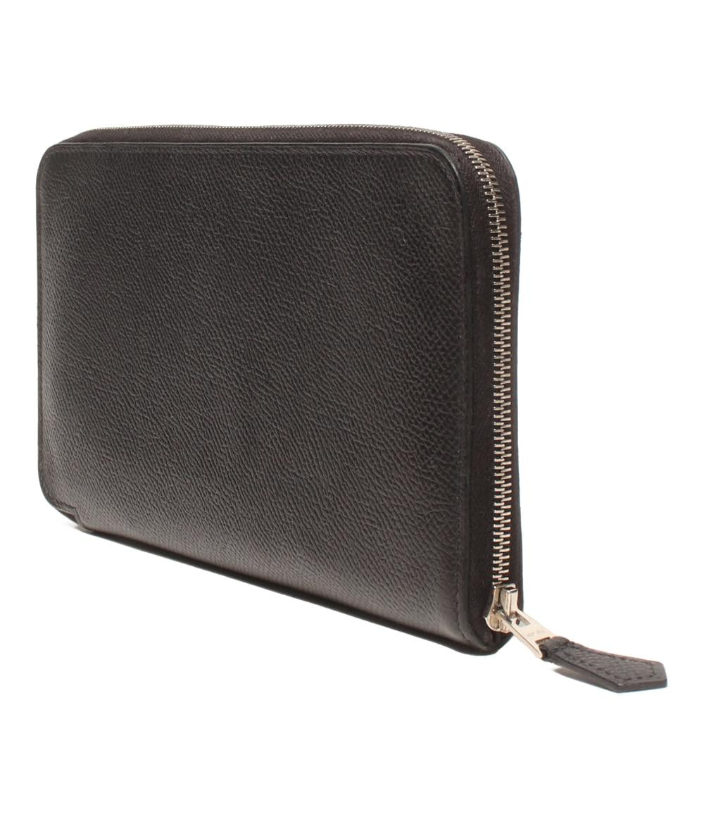 エルメス ラウンドファスナー長財布 Z刻印 シルバー金具 オールレザー アザップロング メンズ HERMES