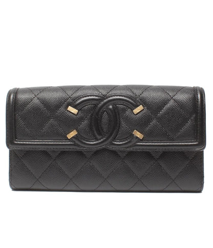 CHANEL 長財布 ゴールド金具 CCフィグリー キャビアスキン A84448 レディース シャネル