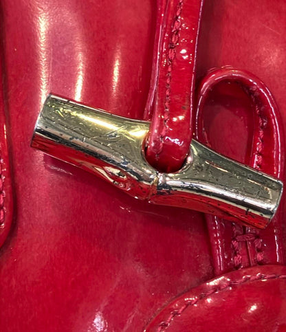 Longchamp 2way ハンドバッグ ショルダーバッグ 斜め掛け パテントレザー ろぞ レディース ロンシャン