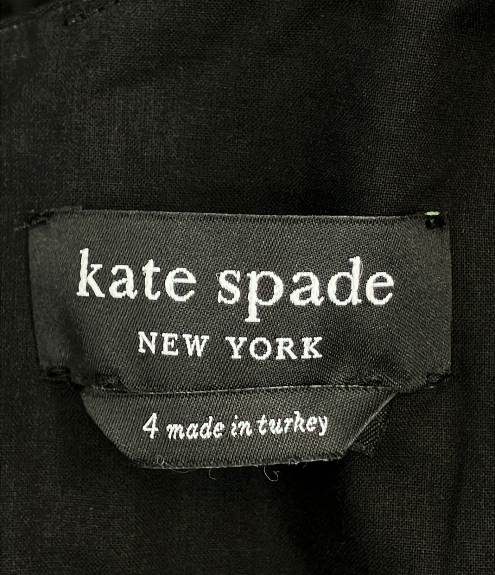美品 Kate Spade TIERED MIDI DRESS シアサッカー ノースリーブワンピース KM113 レディース SIZE 4 (M) ケイトスペード