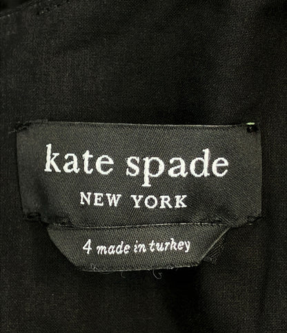 美品 Kate Spade TIERED MIDI DRESS シアサッカー ノースリーブワンピース KM113 レディース SIZE 4 (M) ケイトスペード