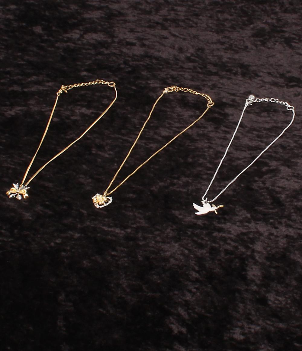 美品 Plus Vendome ネックレス 鳥モチーフ バードモチーフ ハートモチーフ リボンモチーフ 3点セット レディース プラスヴァンドーム