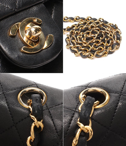CHANEL チェーンショルダーバッグ 斜め掛け 肩掛け ゴールド金具 シングルフラップ シングルチェーン ミニマトラッセ ラムスキン １番台 レディース