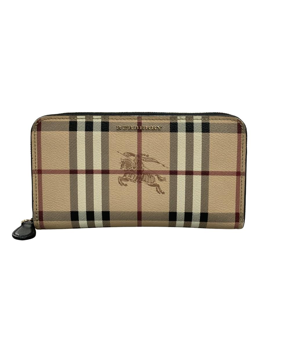 BURBERRY ラウンドファスナー長財布 PVC レザー レディース バーバリー