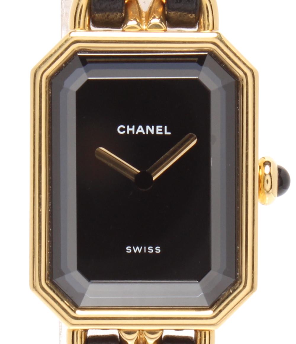 CHANEL 腕時計 プルミエールM クオーツ ブラック H0001 レディース シャネル