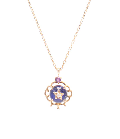 美品 TAKE-UP ネックレス K10 ラピスラズリ ダイヤ 0.01ct DISNEYコラボ アラジンと魔法のランプ レディース テイクアップ