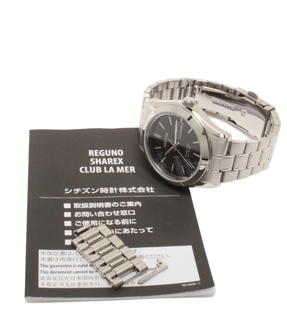 美品 REGUNO 腕時計 ソーラー ブラック J800-S106591 メンズ レグノ