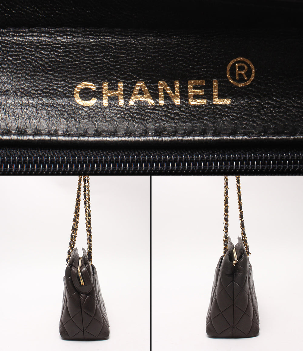 CHANEL チェーンショルダーバッグ 肩掛け ラムスキン ゴールド金具 マトラッセ レディース シャネル