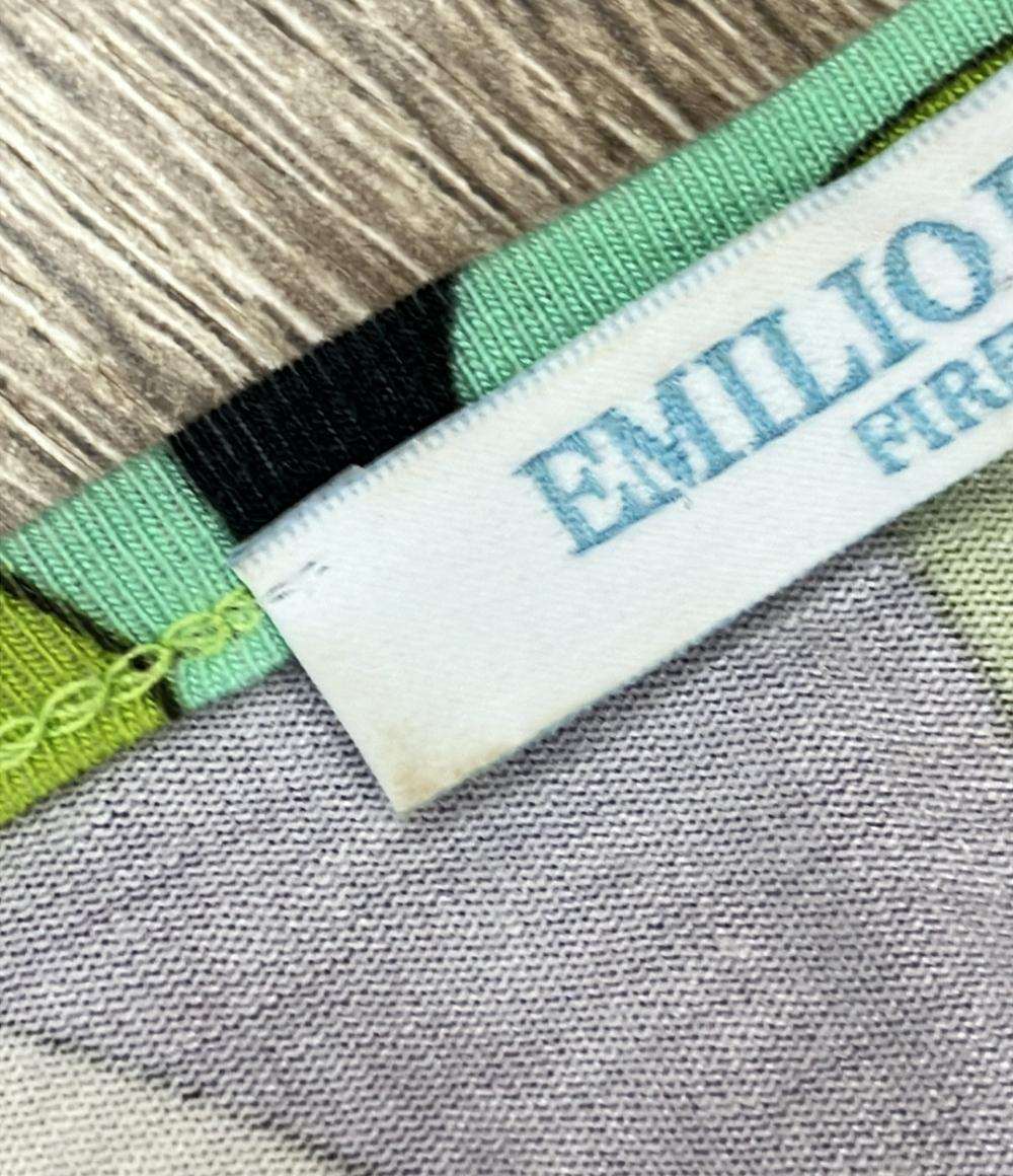 訳あり Emilio Pucci 半袖Tシャツ Vネック 7分袖 プッチ柄 レディース SIZE S エミリオ プッチ
