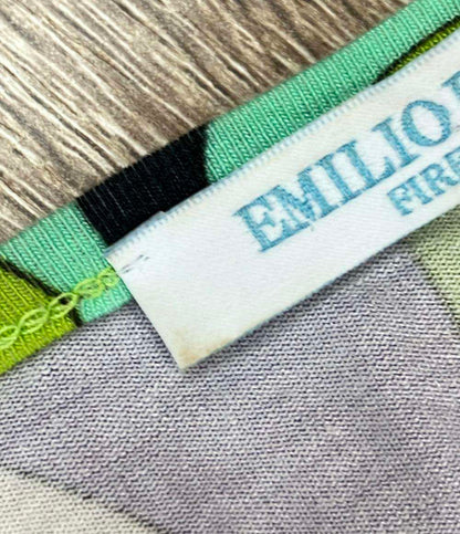 訳あり Emilio Pucci 半袖Tシャツ Vネック 7分袖 プッチ柄 レディース SIZE S エミリオ プッチ