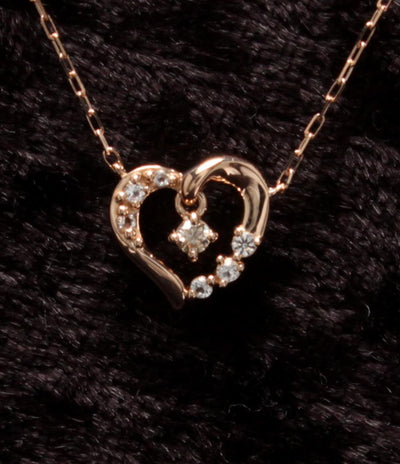 美品 ヨンドシー ネックレス K18 K10 ダイヤ ハートモチーフ レディース 4℃
