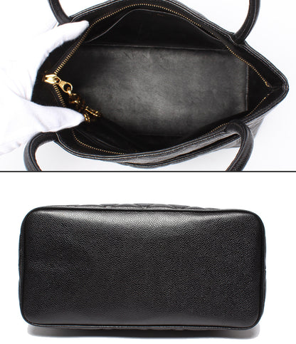 CHANEL トートバッグ ハンドバッグ ゴールド金具 マトラッセ 5番台 キャビアスキン レディース シャネル