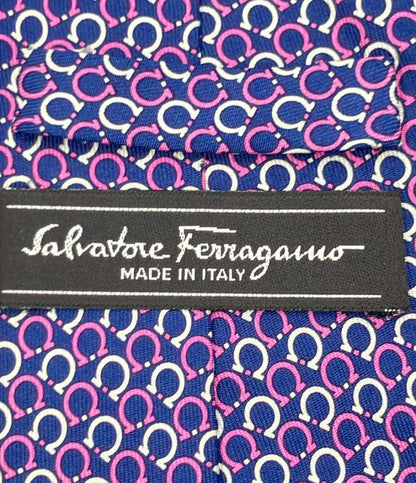 美品 Salvatore Ferragamo ネクタイ シルク 100% ガンチーニ柄 メンズ サルヴァトーレフェラガモ