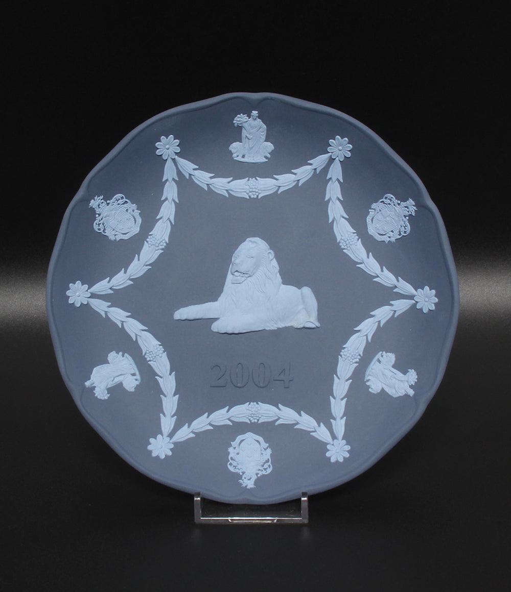 WEDGWOOD イヤープレート 飾り皿 18cm 2004 ジャスパー ポートランドブルー ウエッジウッド
