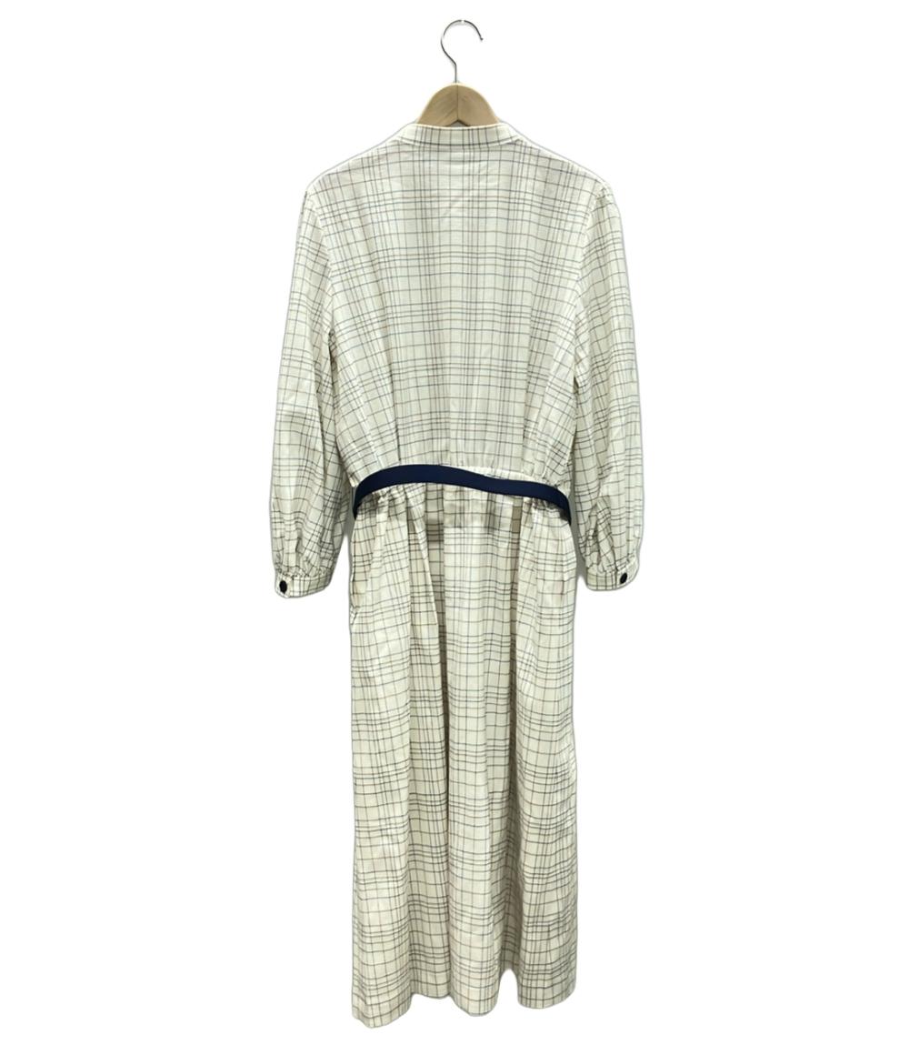美品 ミスアシダ ウールナイロンチェック柄長袖ロングシャツワンピース レディース SIZE 11 (L) miss ashida