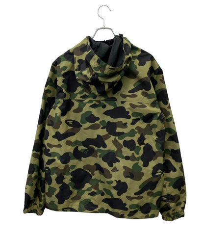 A BATHING APE ナイロンジャケット カモフラージュ柄 ブラック 猿顔ロゴ リバーシブル 17SS 1ST CAMO HOODIE JACKET 001LJD801002X メンズ SIZE M