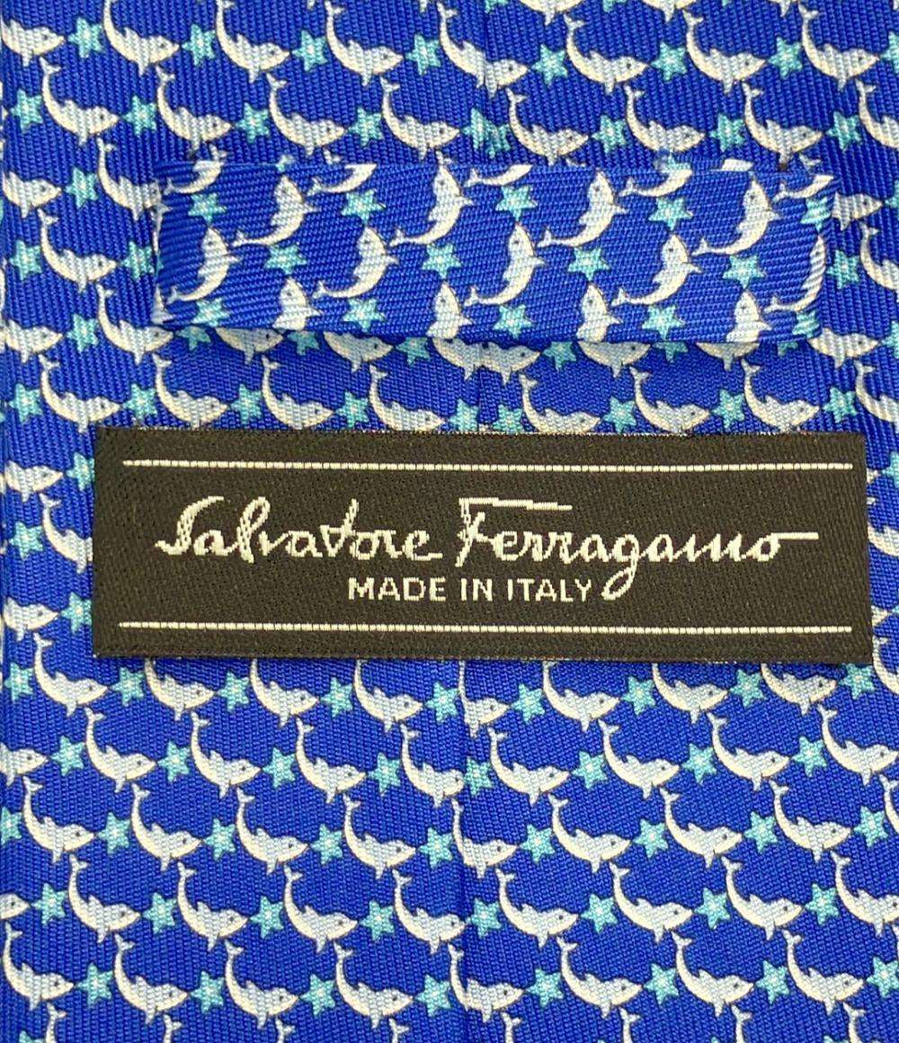 Salvatore Ferragamo ネクタイ イルカ柄 メンズ サルヴァトーレフェラガモ