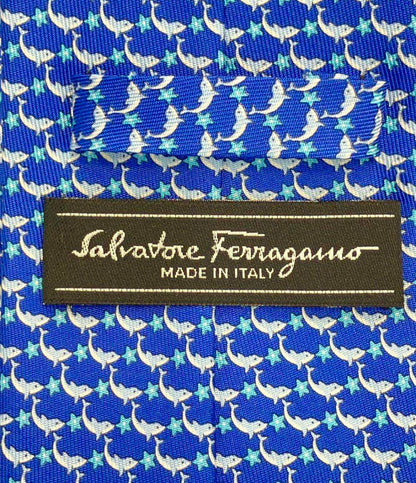Salvatore Ferragamo ネクタイ イルカ柄 メンズ サルヴァトーレフェラガモ