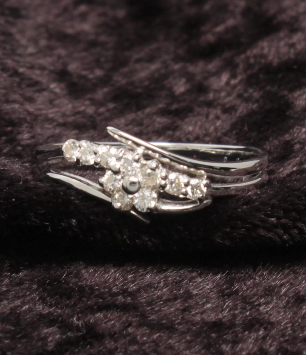 美品 リング 指輪 K18WG ダイヤ 0.20ct フラワーモチーフ レディース SIZE 12号