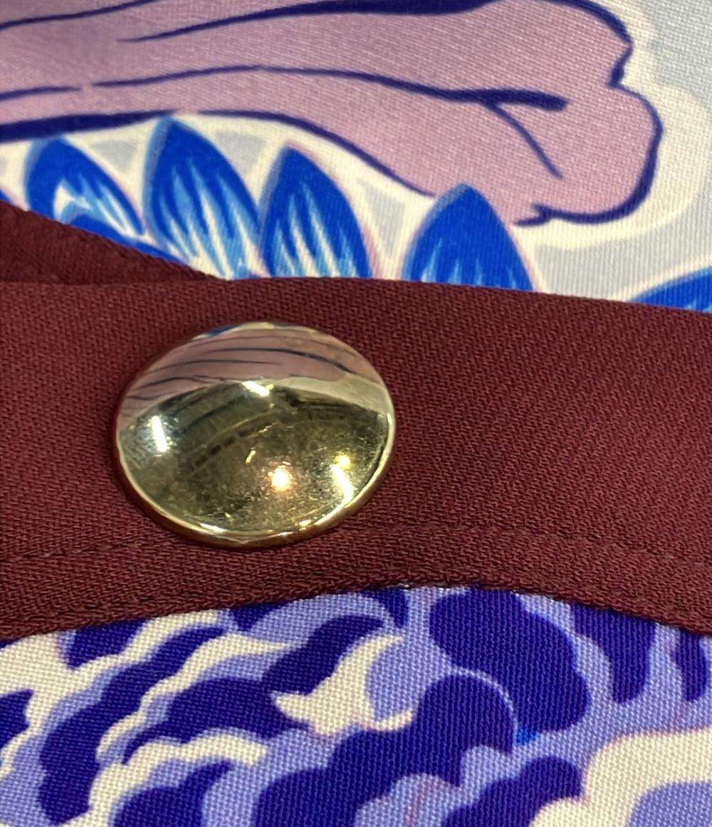 ETRO 長袖カーディガン フローラルプリント 袖背面ストライプ柄 Vネック フロントゴールドボタン 151-18602-4100 レディース SIZE 42 (L) エトロ