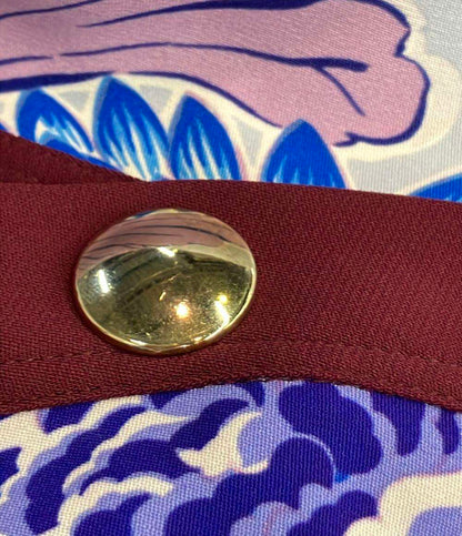 ETRO 長袖カーディガン フローラルプリント 袖背面ストライプ柄 Vネック フロントゴールドボタン 151-18602-4100 レディース SIZE 42 (L) エトロ