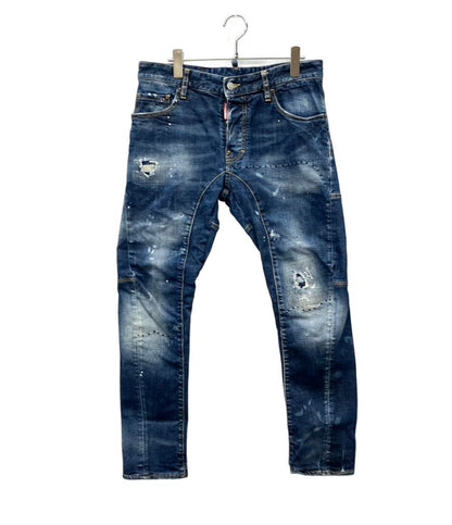 DSQUARED2 デニムパンツ ダークウォッシュ ペイント 破れ ヒゲ加工  tidy biker jeans メンズ SIZE 46 (S) ディースクエアード