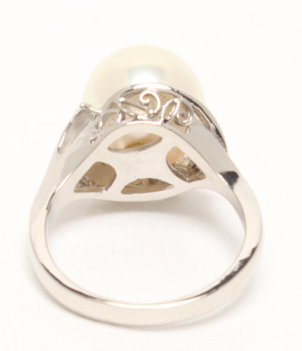 美品 リング 指輪 Pt900 パール 9.5mm ダイヤ 0.09ct レディース SIZE 6号
