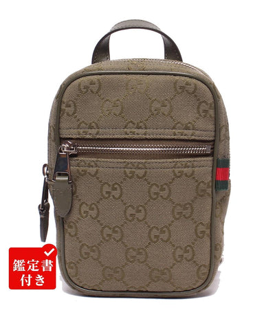 美品 GUCCI ボディバッグ ショルダーバッグ 斜め掛け GGキャンバス 834258 0416 メンズ グッチ