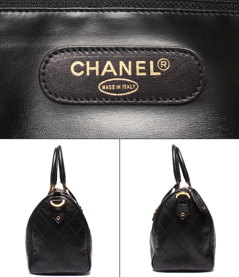 CHANEL ブラック レザー ミニボストンバッグ ゴールド金具 ビコローレ CHANEL】【ゴールド金具】シャネル『ビコローレ 2WAYミニボストン