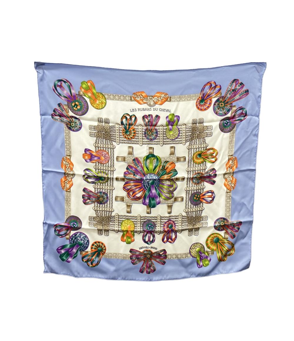 HERMES スカーフ カレ70 シルク 100% LES RUBANS DU CHEVAL レディース エルメス