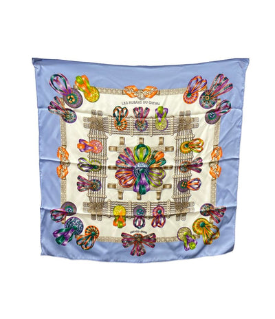 HERMES スカーフ カレ70 シルク 100% LES RUBANS DU CHEVAL レディース エルメス