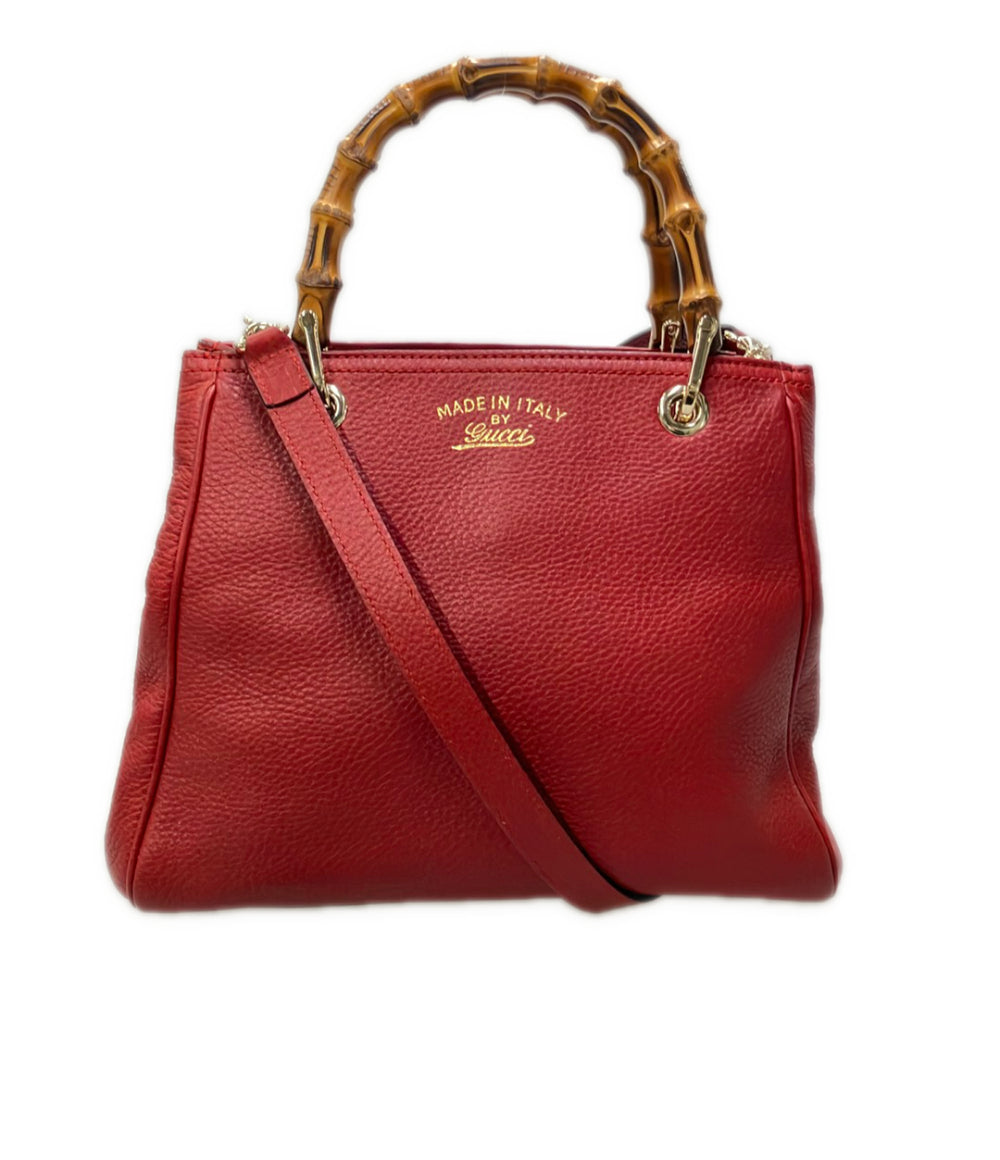 美品 GUCCI ハンドバッグ ショルダーバッグ 2WAY 斜め掛け レザー バンブー 336032 520981 レディース グッチ
