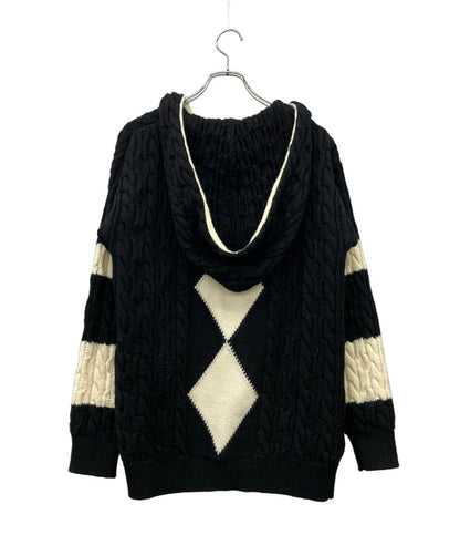 SAINT LAURENT 長袖ニット アーガイル柄 フード付き ボタンレス 19AW BAJA HOODIE 587043 メンズ SIZE XS サンローラン