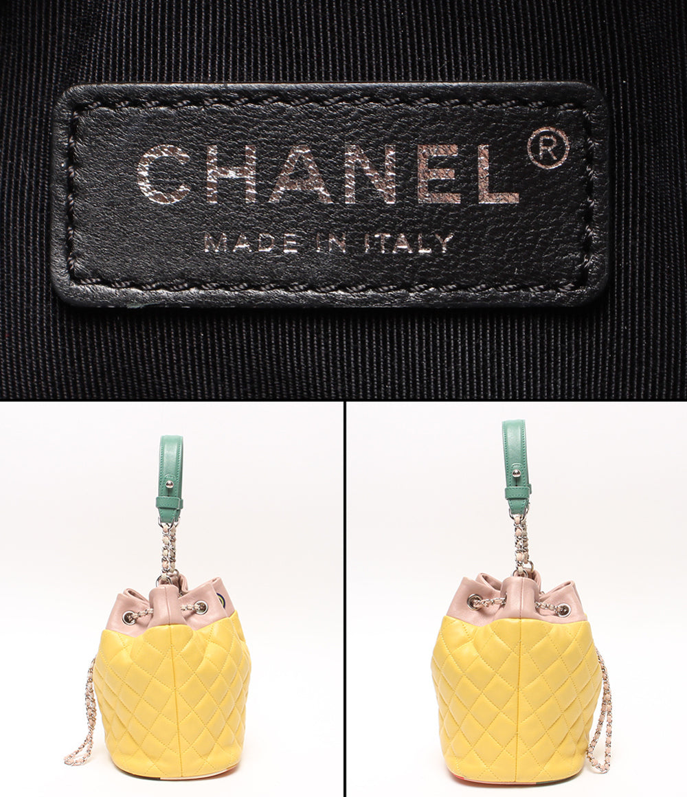 訳あり CHANEL 2WAYハンドバッグ ショルダーバッグ 斜め掛け 肩掛け シルバー金具 マトラッセ ラムスキン 巾着型 ココマーク レディース シャネル