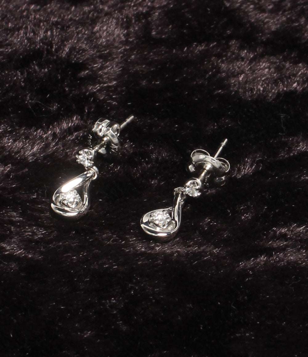 美品 4℃ ピアス Pt900 ダイヤ 雫モチーフ レディース ヨンドシー