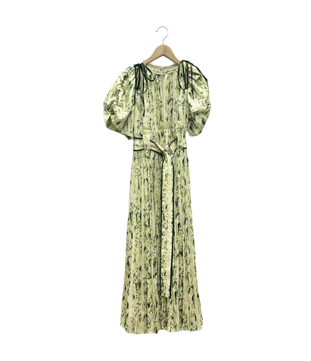 美品 スナイデル 総柄オフショルダー半袖プリーツフレアロングワンピース レディース SIZE 0 (XS) snidel