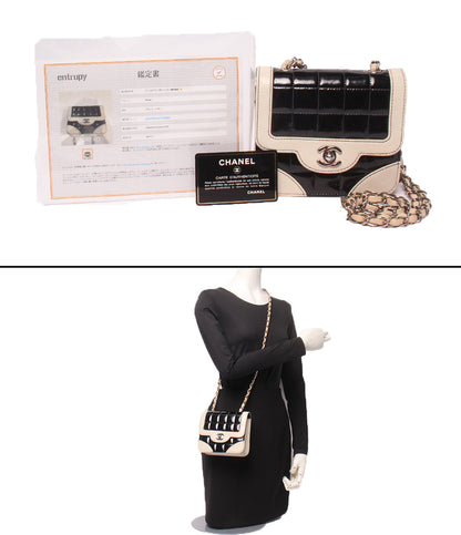 CHANEL チェーンショルダーバッグ 6番台 斜め掛け バイカラー シルバー金具 チョコバー レディース シャネル