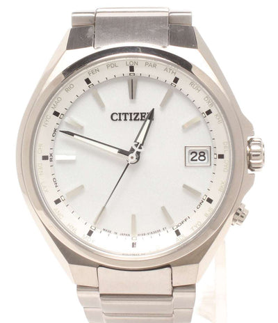 美品 CITIZEN 腕時計 電波ソーラー アテッサ ATTESA ソーラー ホワイト H149-S118921 メンズ シチズン