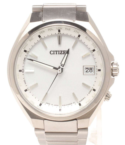 美品 CITIZEN 腕時計 電波ソーラー アテッサ ATTESA ソーラー ホワイト H149-S118921 メンズ シチズン