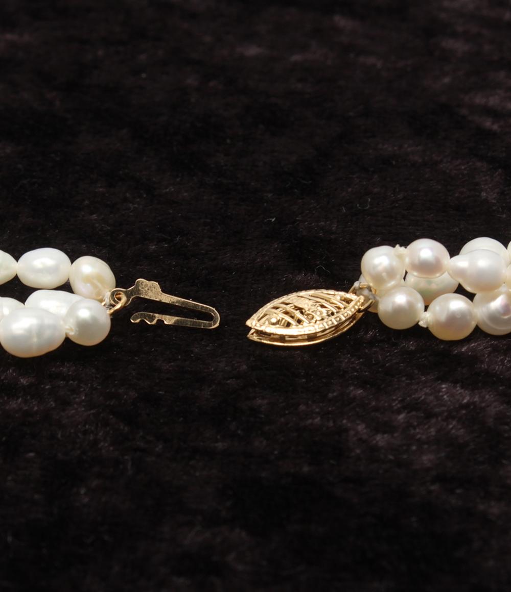 美品 3連ネックレス K14 淡水パール レディース