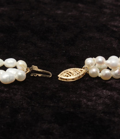 美品 3連ネックレス K14 淡水パール レディース