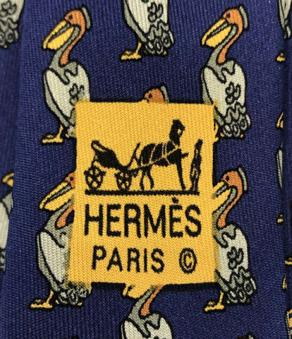 エルメス  ネクタイ シルク100％ ペリカン柄      メンズ  (複数サイズ) HERMES