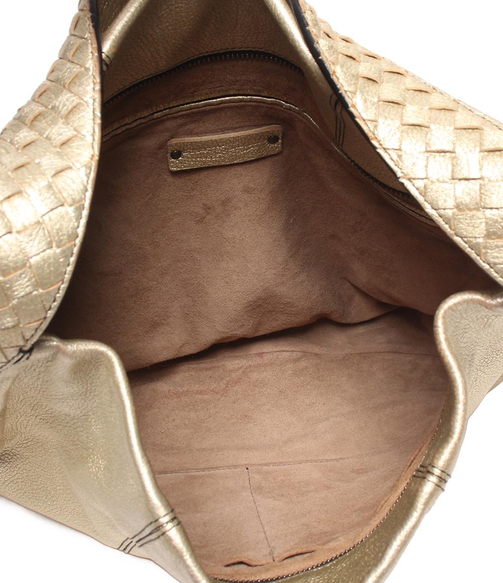 【美品】ボッテガヴェネタ ハンドバッグ ゴールド メタリック イントレチャート BOTTEGA VENETA 2way ワンショルダーバッグ 肩掛け 斜め掛け ゴールド
